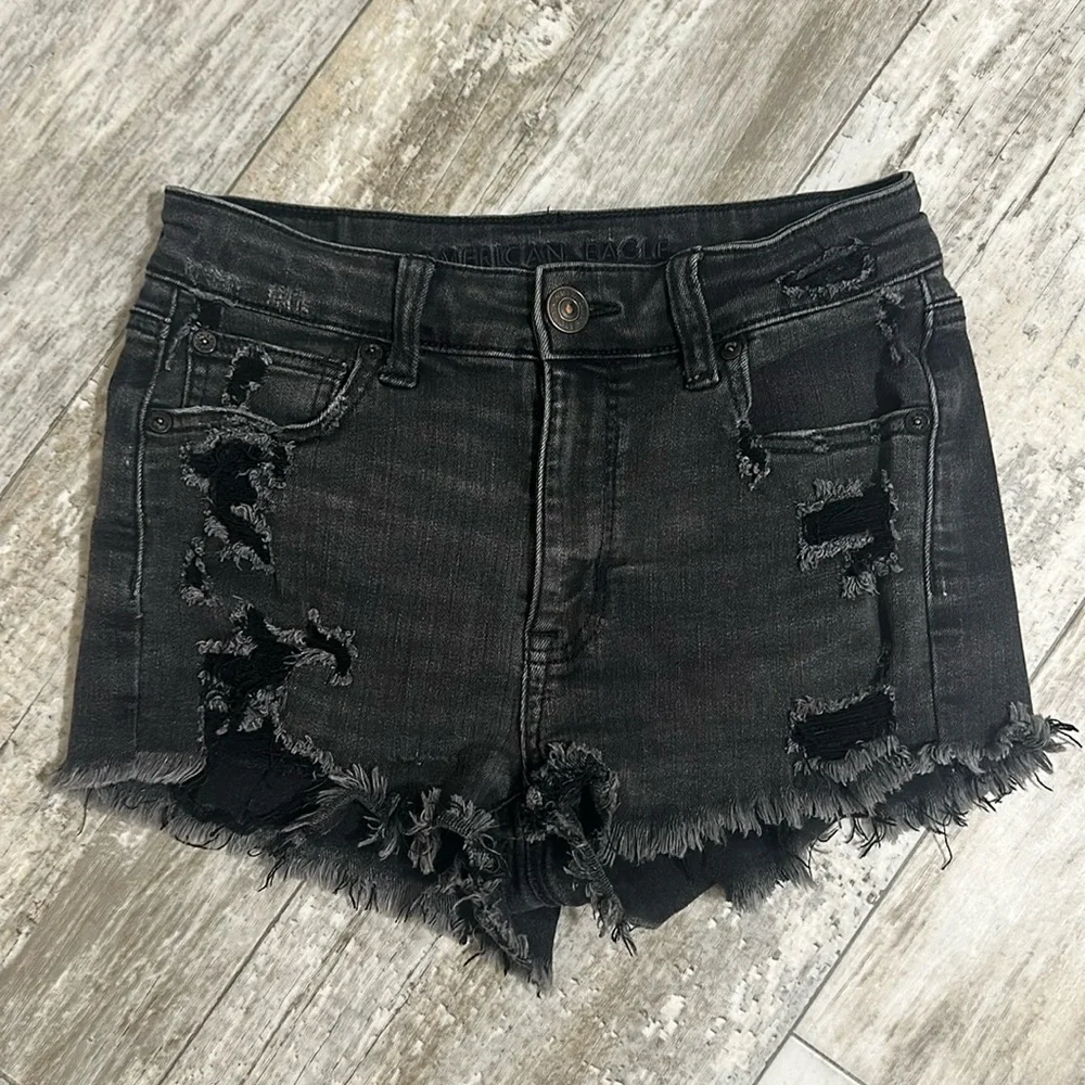 American Eagle Hi Rise Shortie jean shorts